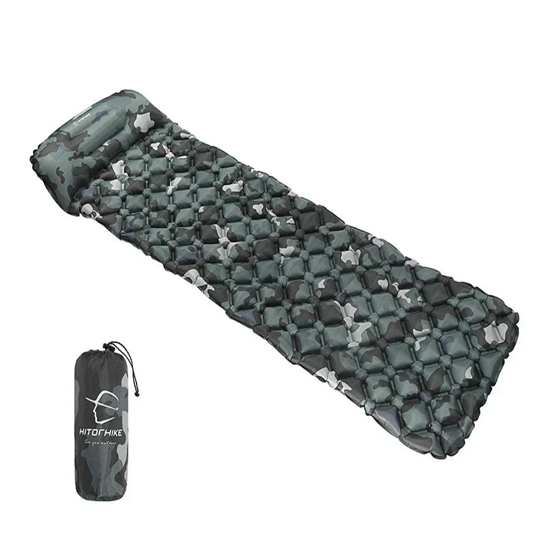 Outdoor Inflatable Sleeping Pad With Pillows For Camping