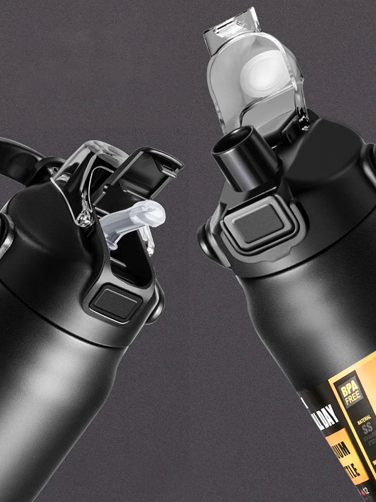 Portable Stainless Steel Thermos Water Bottle With Straw