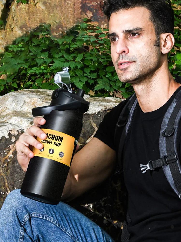 Portable Stainless Steel Thermos Water Bottle With Straw