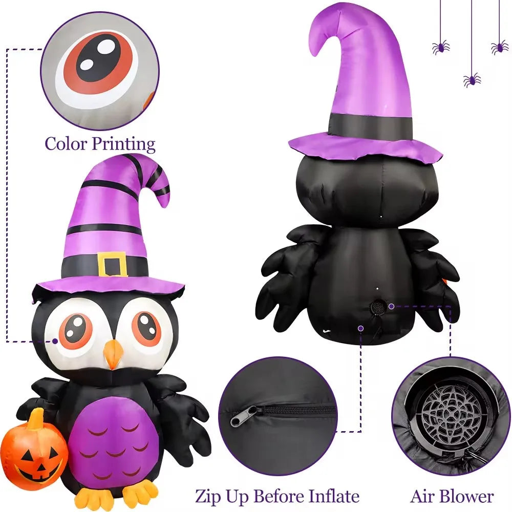 6Ft Inflatable Owl Halloween Yard Decoration With Led Lights