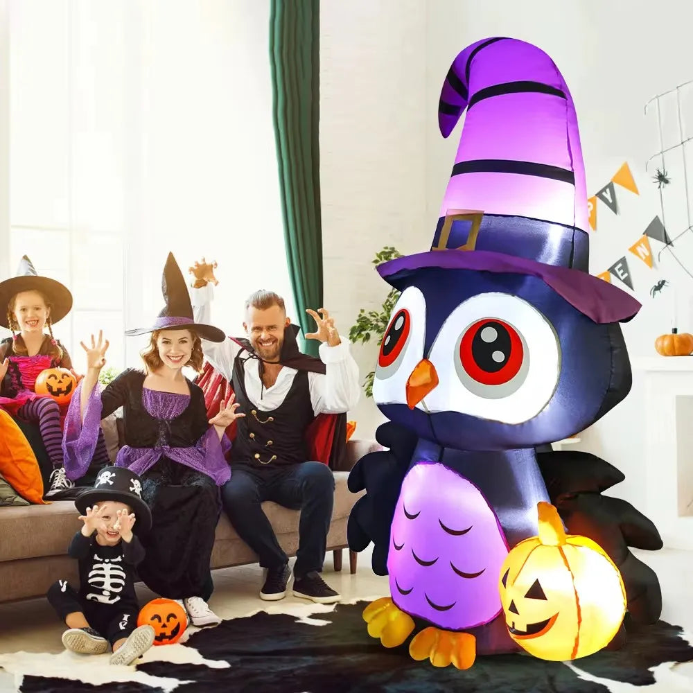 6Ft Inflatable Owl Halloween Yard Decoration With Led Lights