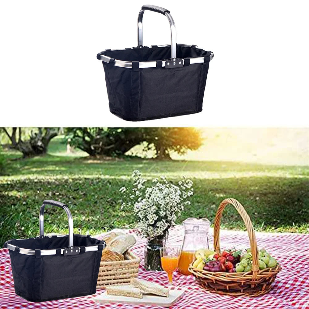 Foldable Grocery Basket With Handle For Shopping & Picnic