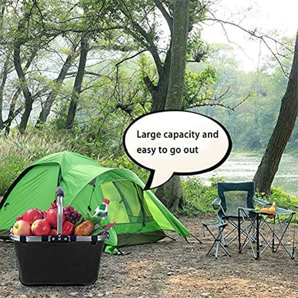 Foldable Grocery Basket With Handle For Shopping & Picnic