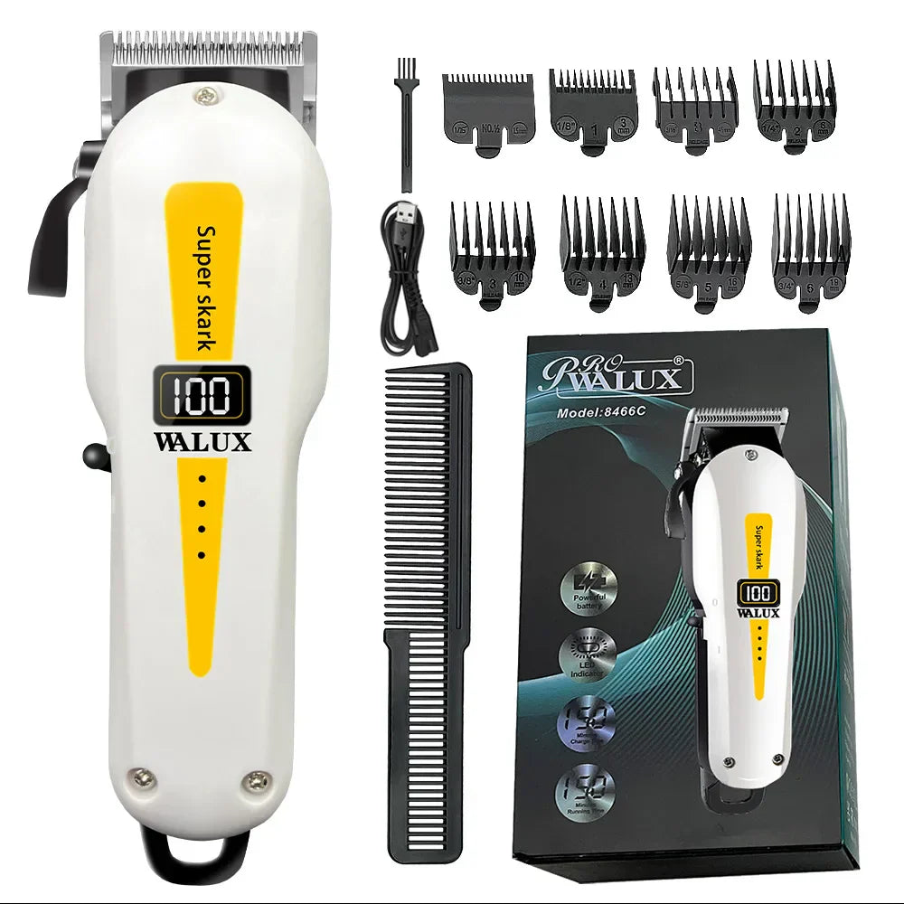 Professional USB Rechargeable Hair Clipper LCD Display Yellow
