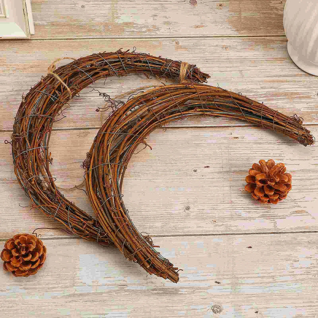 Moon Shaped Rattan Wreath Frames