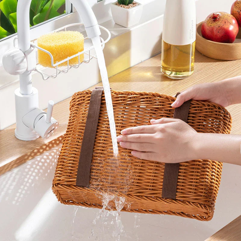 Rattan-Like Portable Storage Basket For Picnic