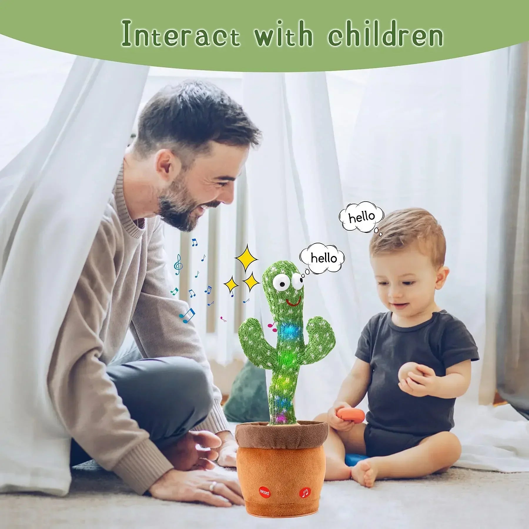 Rechargeable Dancing Cactus Plush Toy For Kids