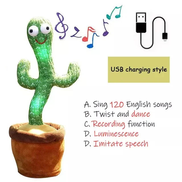 Rechargeable Dancing Cactus Plush Toy For Kids