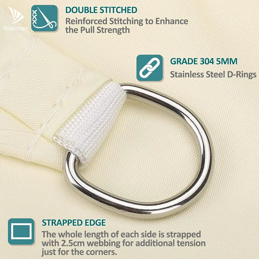 Rectangular Sunshade Sail Uv Block Waterproof Canopy (Beige)