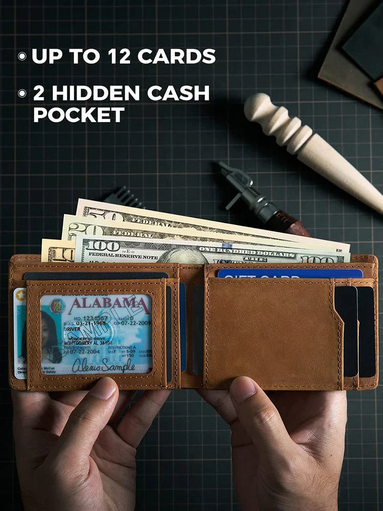 Men'S Wallet Leather Rfid With Air Tag Slot