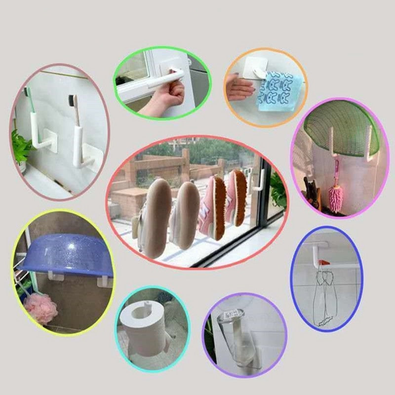 L-Shape Punch-Free Hook Wall Mounted Cloth Hanger