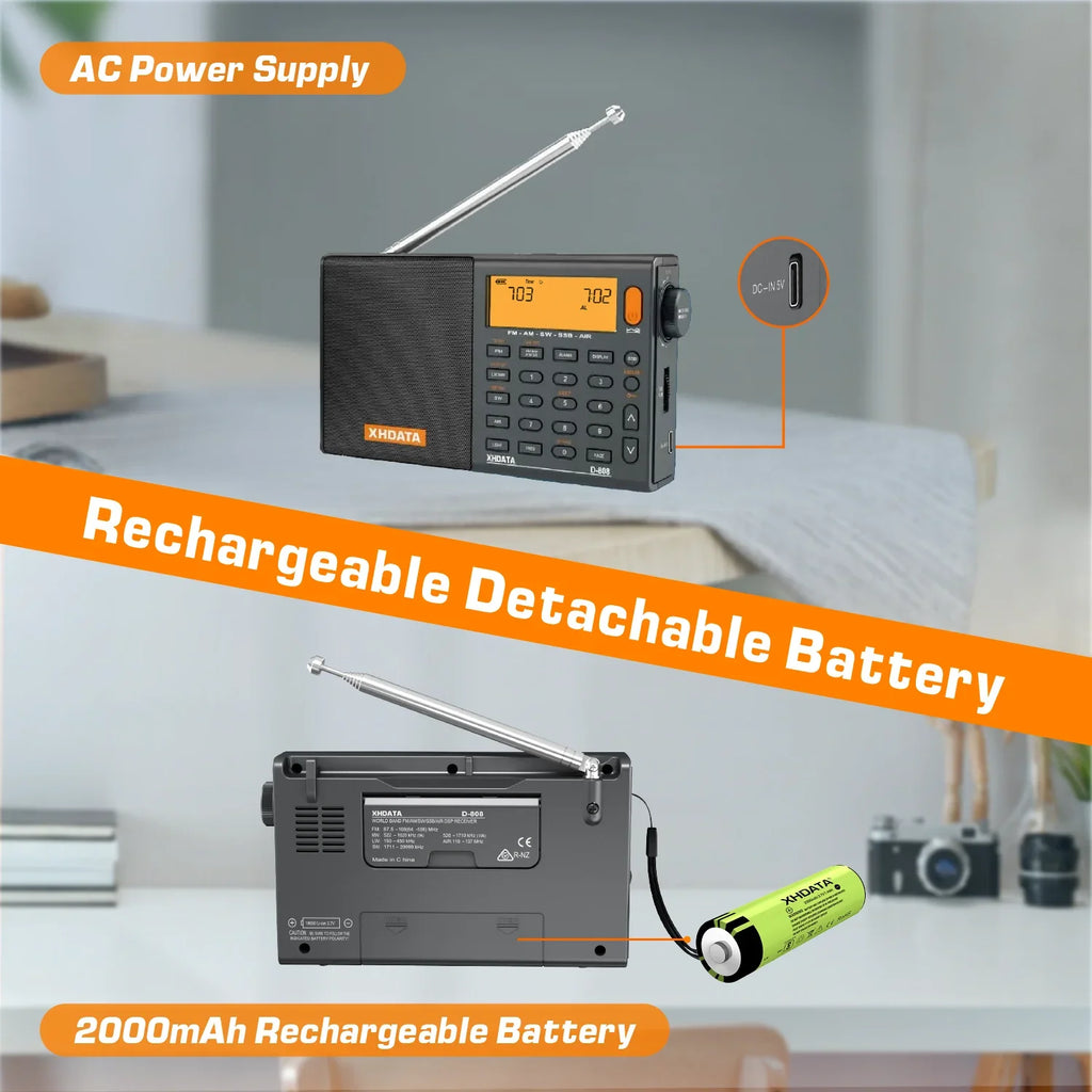 Full Band AM/FM/SW/MW Radio Receiver Grey