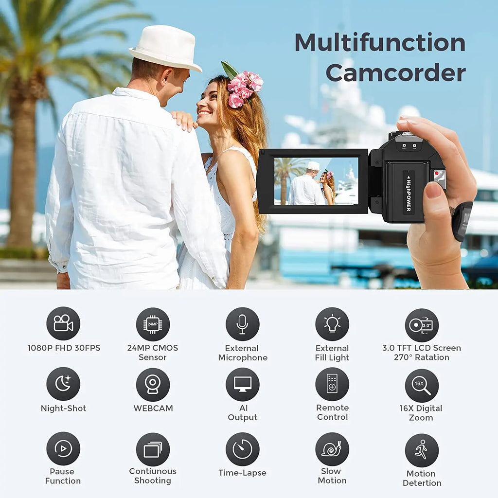 Digital HD Camera with Rotating Screen with 32G Card Black