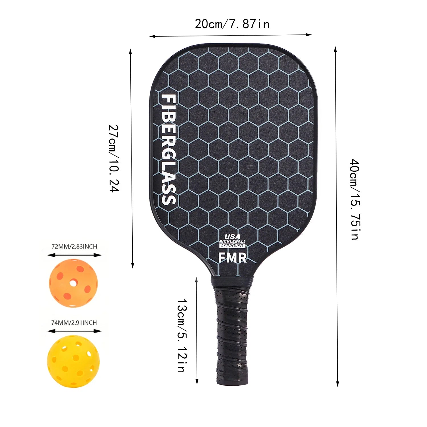 USAPA Approved Fiberglass Pickleball Paddle Set with 4 Balls