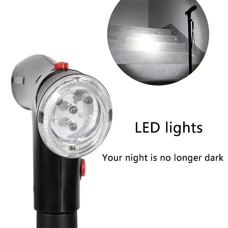 Collapsible Telescopic Folding Cane with LED Light and Alarm