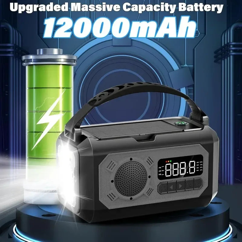 Emergency Hand Crank Solar Radio Gray