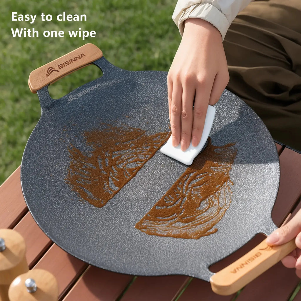 34CM Non-Stick Outdoor BBQ Grill Pan Roasting Plate Black