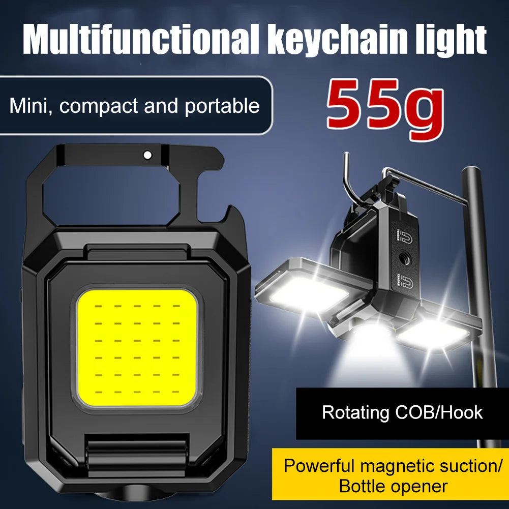 LED Mini Keychain Light Type-C Rechargeable Flashlight
