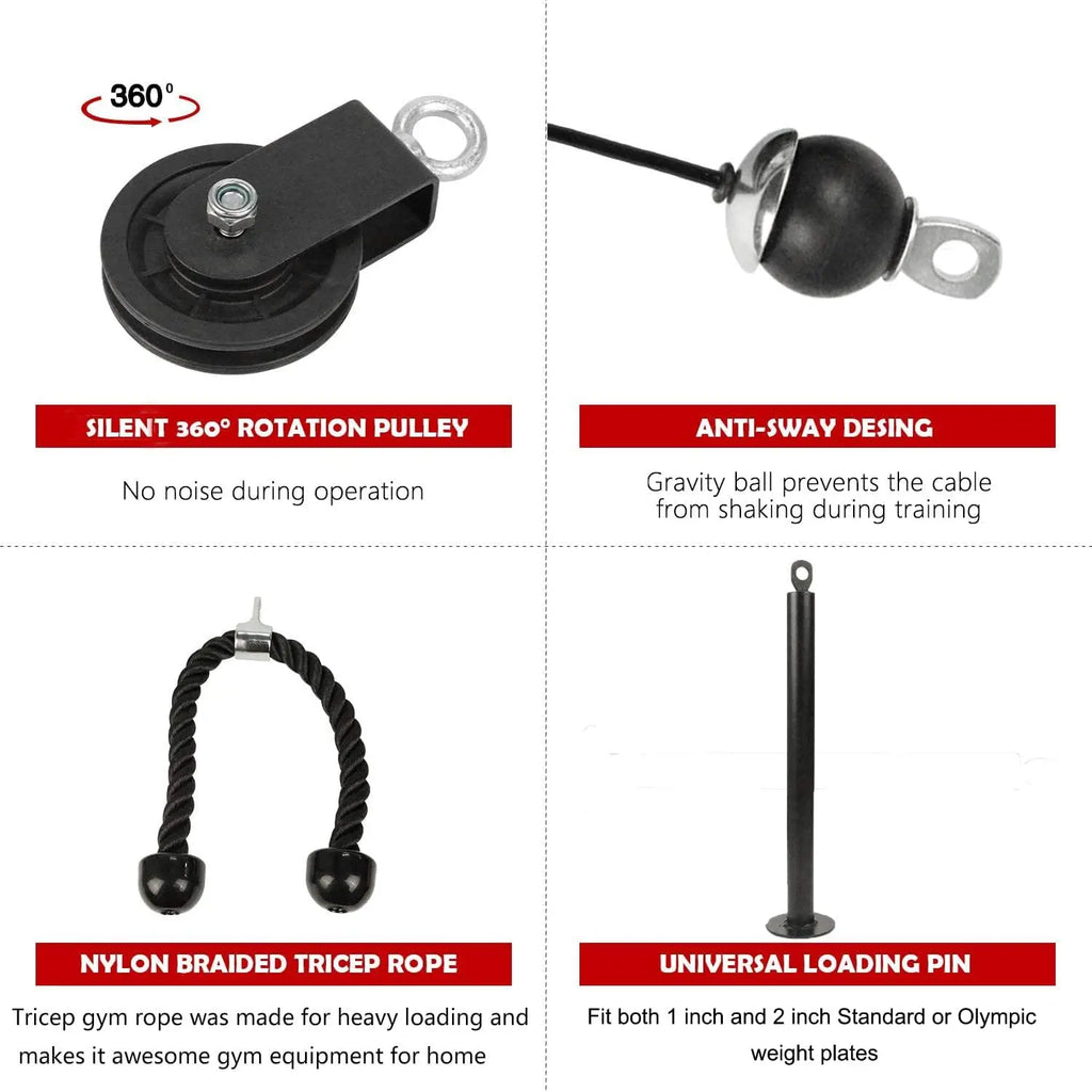 Pulley Cable System Pull Down Lift Attachment Black