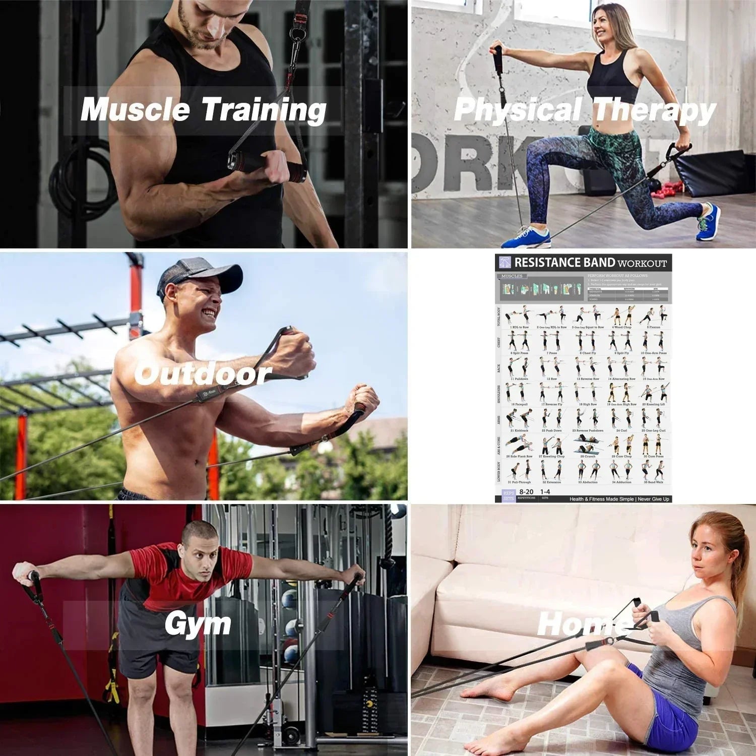 300lb Fitness Booty Resistance Elastic Band Set for Home Gym Exercise