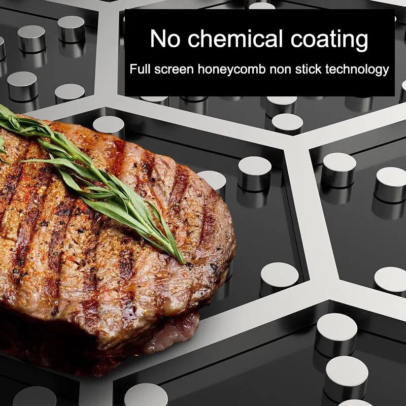Tri-Ply 316 Frying Pan 32cm Double-Sided Honeycomb Skillet Silver