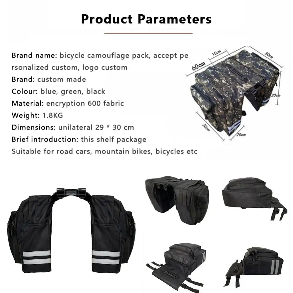25L Canvas Carrier Bag Rear Rack Trunk Bike Luggage Back Seat