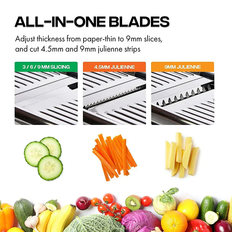 Adjustable Slicer Stainless Steel Vegetable Cutter Chopper Black