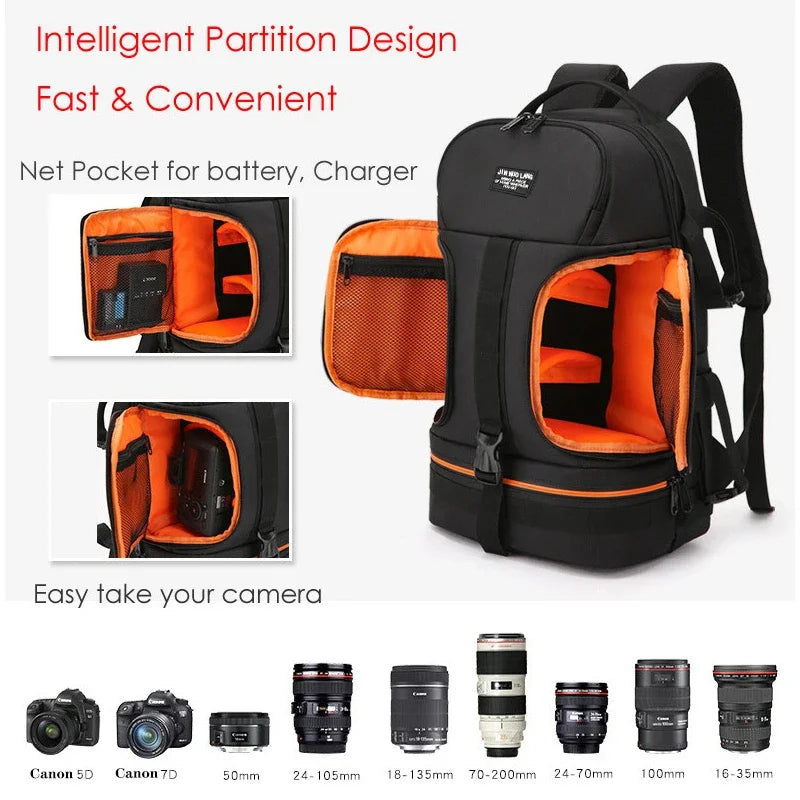 Waterproof Laptop Camera Backpack Orange