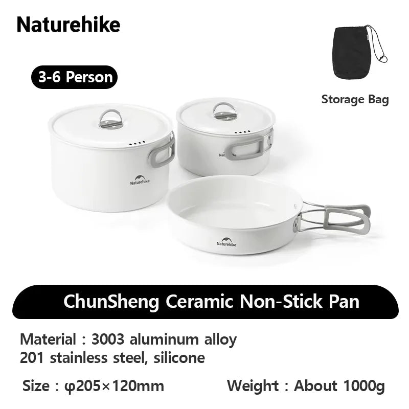 Camping Cookware Set – Ceramic Non-Stick Pots, Pan & Kettle Kit