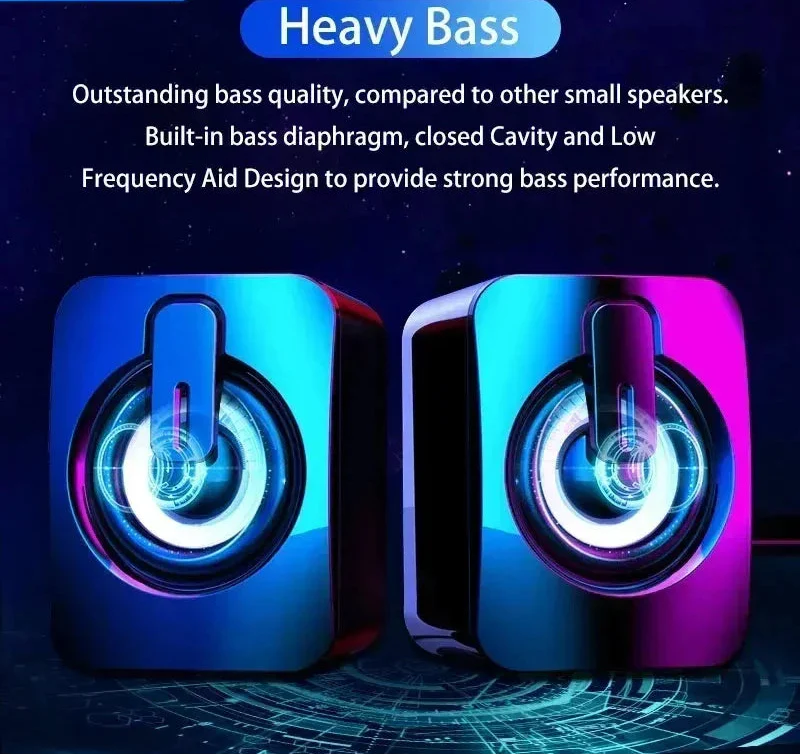 Computer Stereo RGB LED Light Black