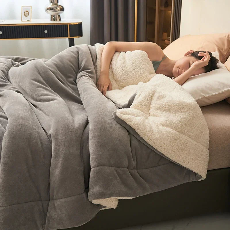 Plush Thick Double-Layer Milk Fleece Flannel Blanket