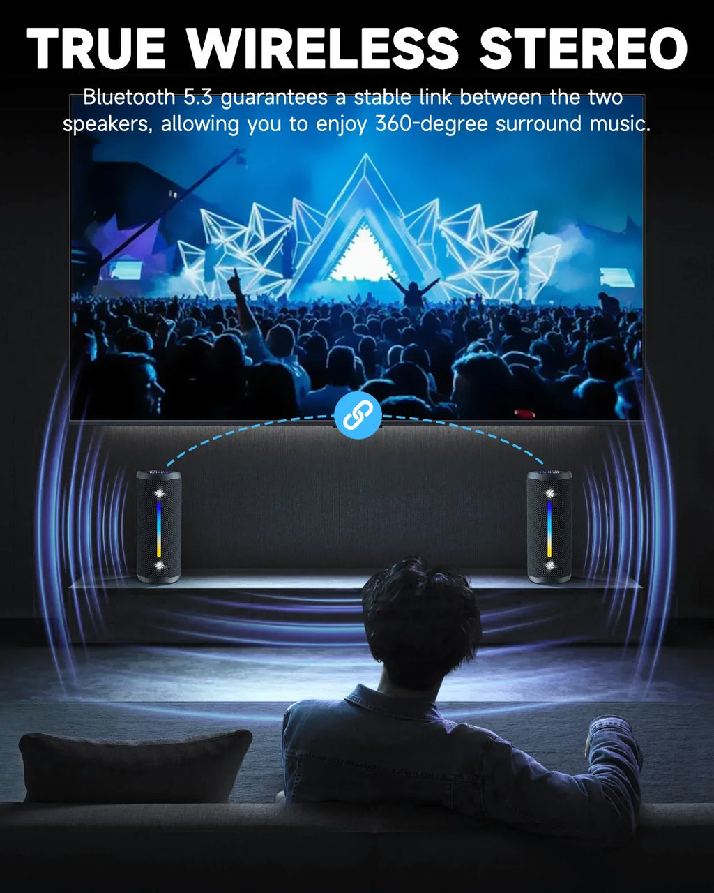 Bluetooth Speaker Dazzling Lights Black