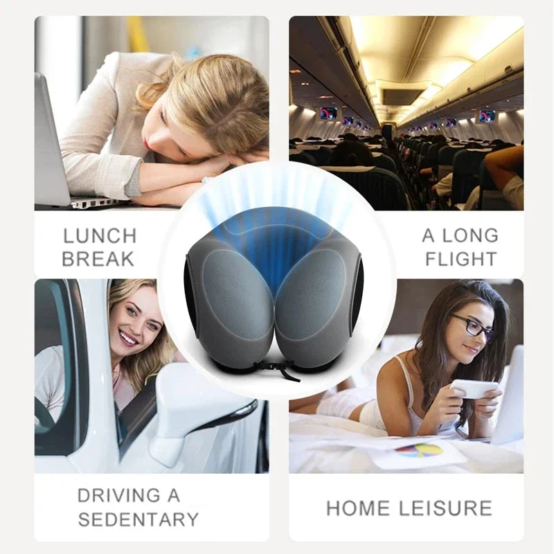 U-Shaped Memory Foam Neck Pillow Travel Support Dark Gray