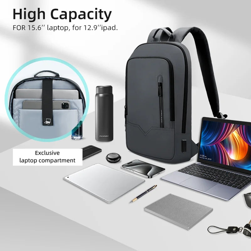 Slim Laptop Work Backpack Dark Grey