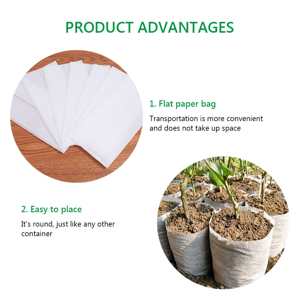 100Pcs Biodegradable Non-woven Seedling Pots