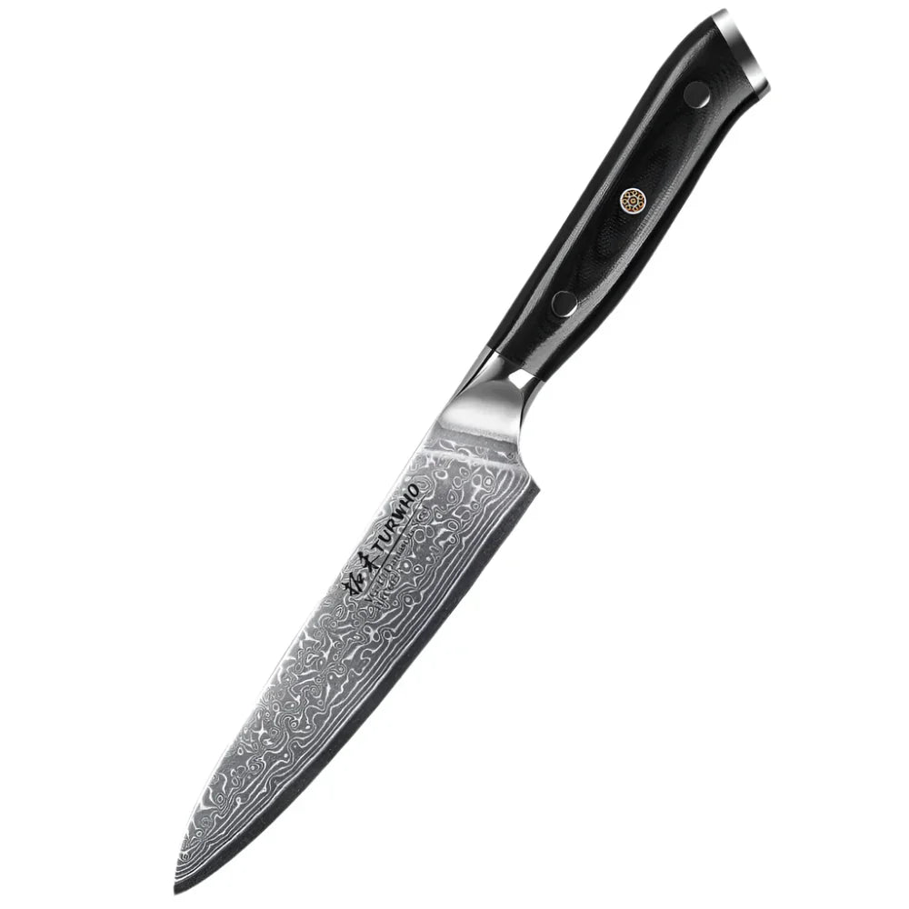 5-Inch Damascus Steel Utility Knife VG10 Core G10 Handle Black