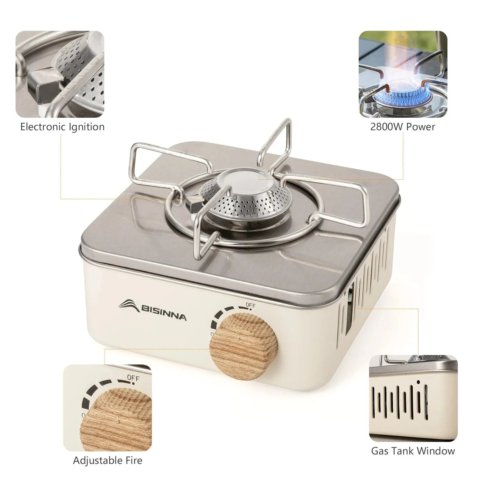 2800W Portable Camping Gas Stove High Firepower Cassette Furnace White