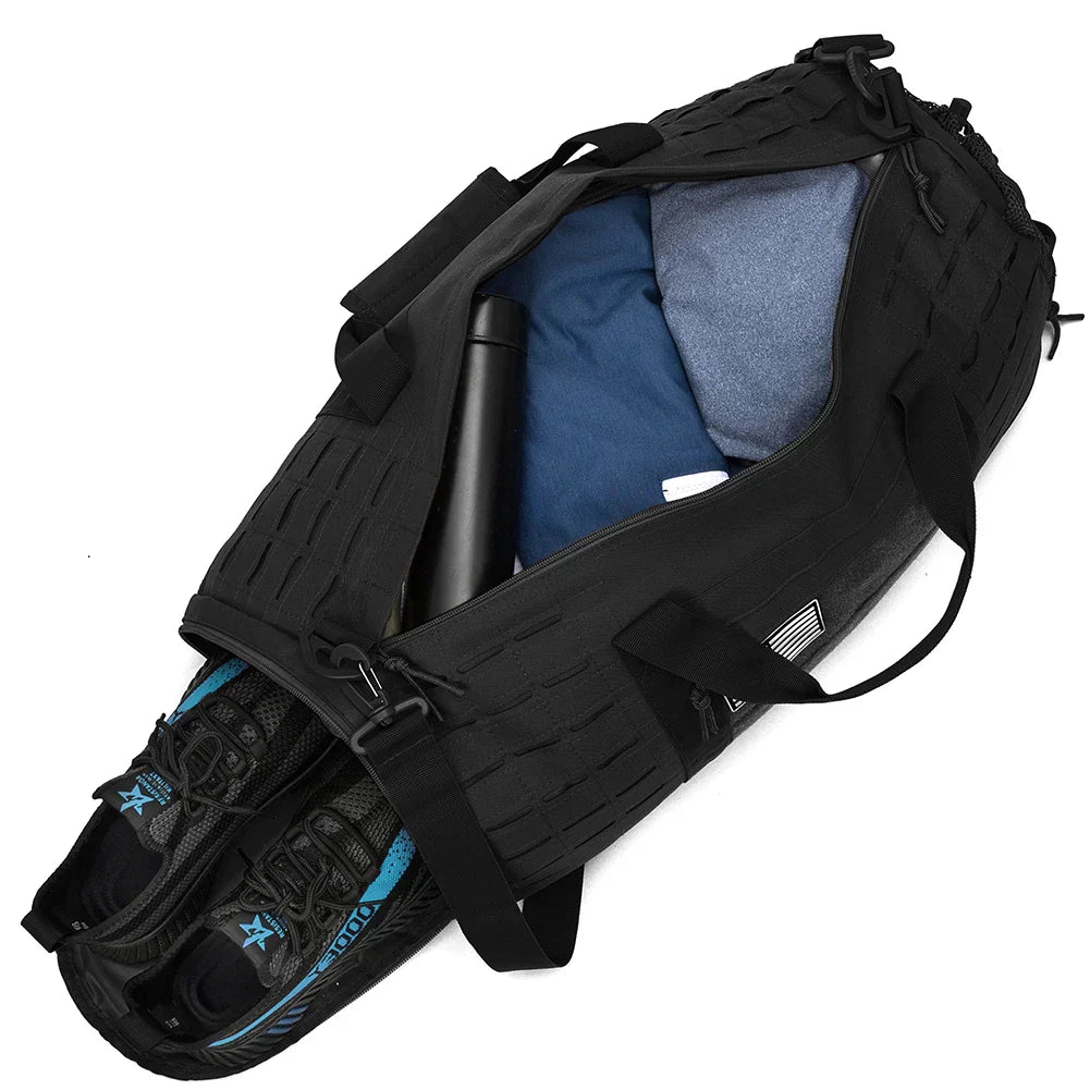 40L Tactical Sports Gym Travel Duffel Bag Black