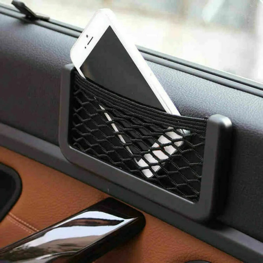 3PCS Universal Car Seat Organizer Mesh Net Pocket Black