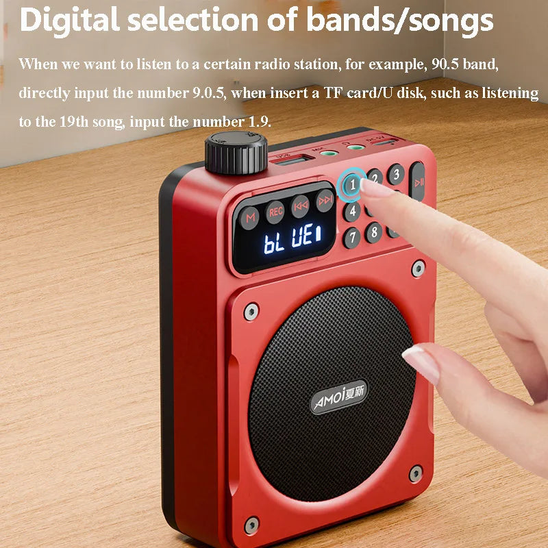 Dual Magnetic Speakers Digital FM Radio Red