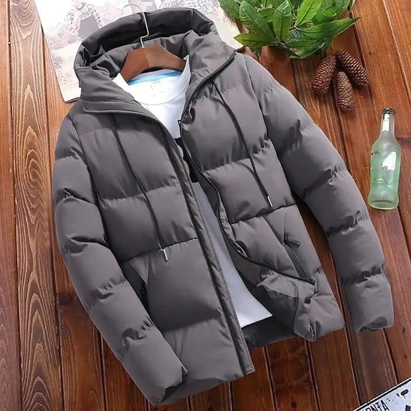 Men's Thick Hooded Winter Puffer Jacket – Warm Casual Parka