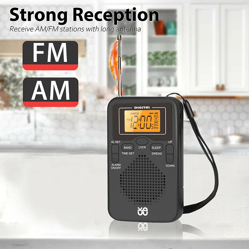 Mini Weather Pocket Radio Player Black