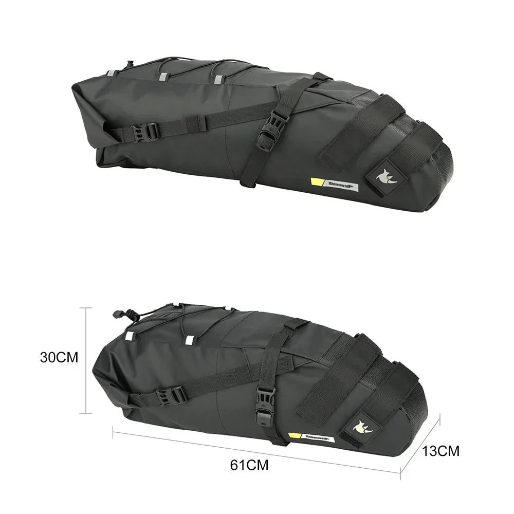 Waterproof 10L Bike Saddle Bag Foldable Rear Pannier Black