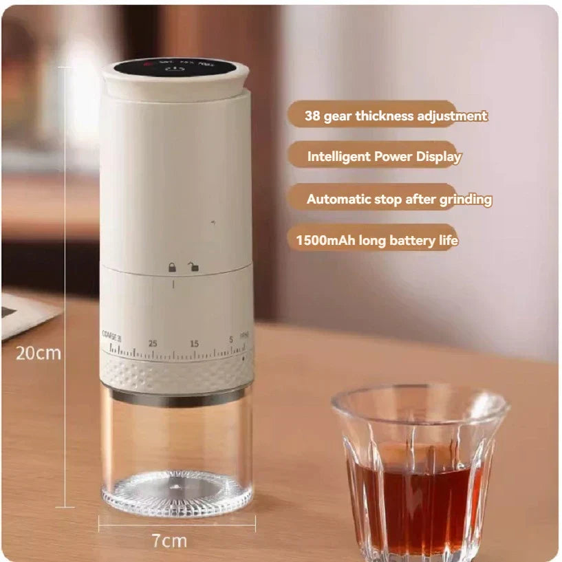 1500mAh Portable Electric Coffee Grinder USB Rechargeable White