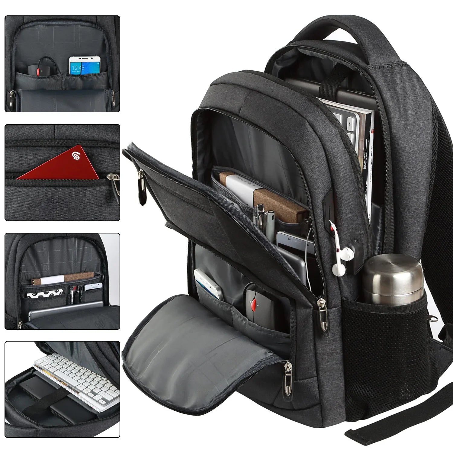 Waterproof Camera Laptop Backpack Black