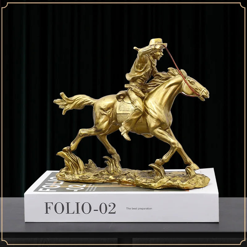 Cowboy Resin Horseman: Rustic Equestrian Home Decor