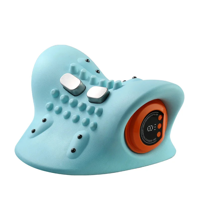 Electric Neck Stretcher Pulse Cervical Traction Pillow EMS Massage Blue