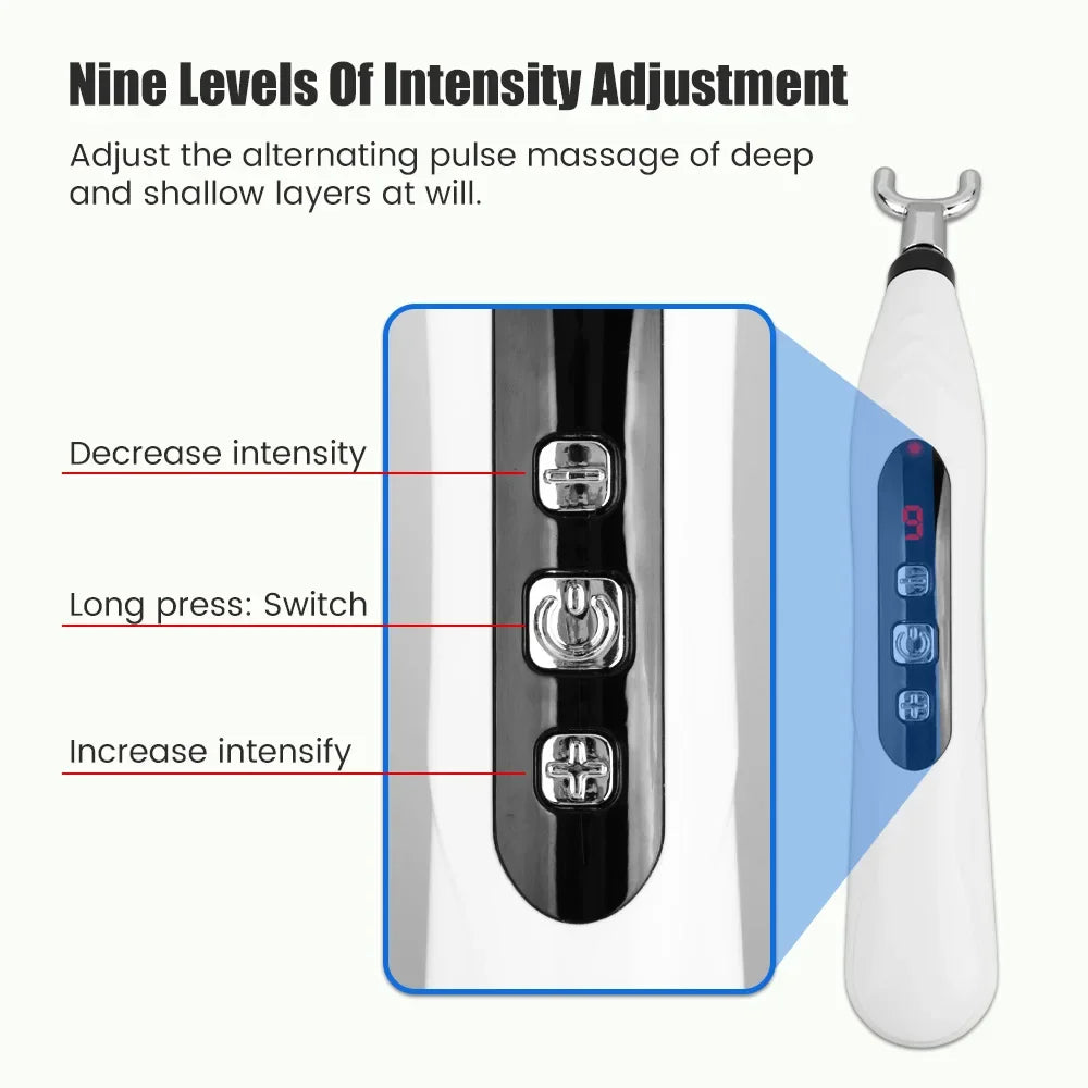 USB Rechargeable Laser Acupuncture Pen Meridian Energy Massager White