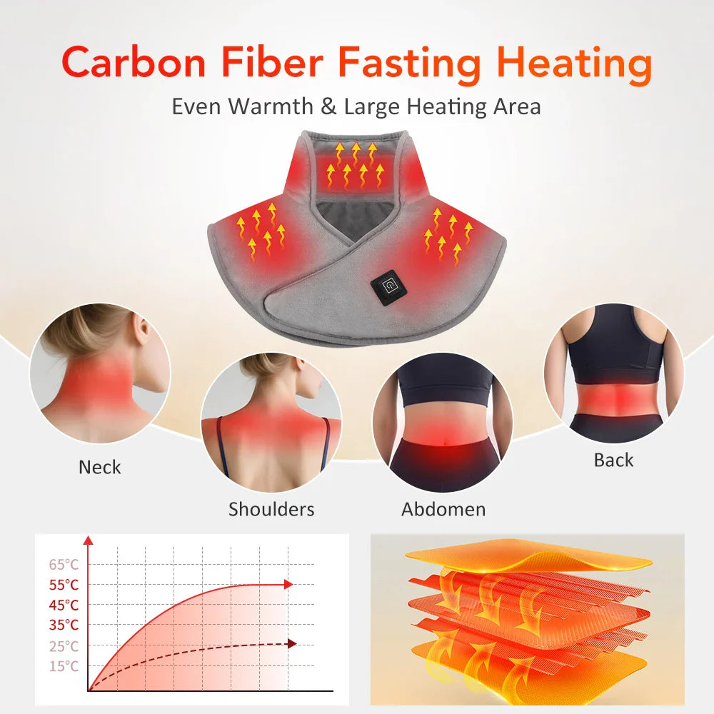 Electric Neck & Shoulder Heating Pad Wrap with Adjustable Heat Settings