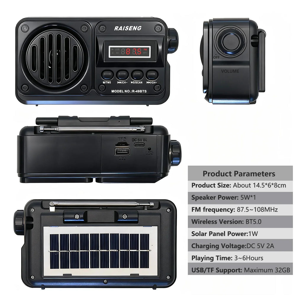 Portable Radio Bluetooth Speaker Black